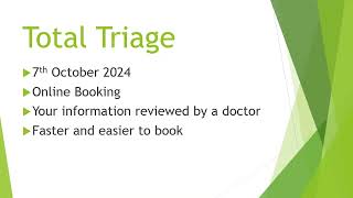 Total Triage at Stopsley Village Practice  NHS Total Triage Tutorial [upl. by Nos]