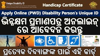 How To Apply Online Disability Certificate PWD Unique ID Card With Track Application Status Odia [upl. by Pernell488]