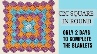 Crochet A C2C Style Square In The Round 😲 sara1111 [upl. by Yuk]