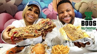 Boos Philly Cheesesteaks Mukbang [upl. by Atilrak]