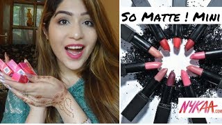 Nykaa So Matte Mini Lipsticks  Review and Swatches  Nykaa Mini Lipstick [upl. by Cirted]