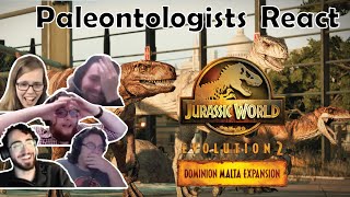 PALEONTOLOGISTS REACT to Jurassic World Evolution 2 Malta DLC [upl. by Keeryt]