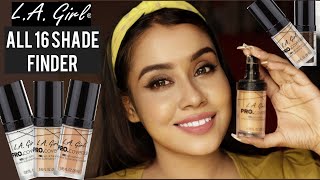 LA Girl Pro HD illuminating foundation 16 Shades finder review swatches [upl. by Liemaj334]