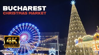 Bucharest Christmas Market 2023 Walking Tour  Targul de Craciun Bucuresti 4K video [upl. by Cavil]