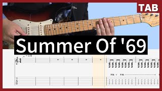 【Bryan Adams】Summer Of 69 ギターTab【初心者向け】 [upl. by Husha]