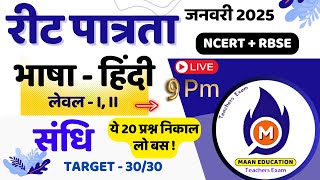 REET 2025  L1 L2 Hindi  संधि  20 प्रश्न REET SYLLABUS reet ki taiyari kaise karen [upl. by Akihsat224]