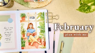 February 2024 Bullet Journal Setup • PLAN WITH ME 🪴 Cozy Botanical  Plant Monthly BuJo Theme [upl. by Rica45]