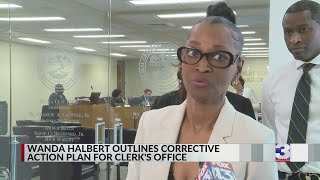 Halbert faces county leaders on corrective action update [upl. by Aynotal]