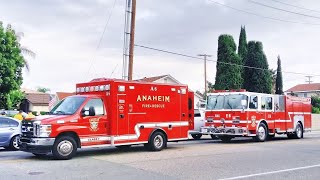 Anaheim Fire amp Rescue Engine 6 Reserve amp Ambulance 6 Responding Transporting amp Returning [upl. by Nigle]