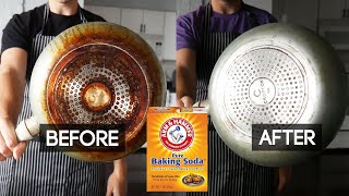 How to Clean Bottom of Pan with Baking Soda and Vinegar [upl. by Jehanna]