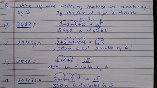 Which of the following numbers are divisible by 3 [upl. by Rafaellle]