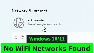 No Networks Found  No Connections Available  WiFi Not Found Issues in Windows 1011  How to FIX [upl. by Kariv]