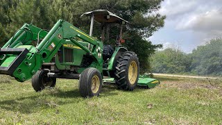 Mowing pasture with the John Deere 5410 [upl. by Repooc]