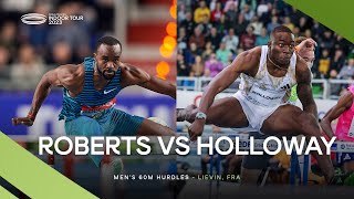 Holloway and Roberts in 60m hurdles battle  World Indoor Tour 2023 [upl. by Kylen]