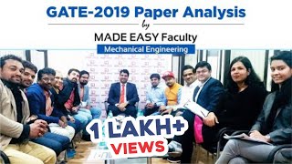 GATE 2019 Paper Analysis by MADE EASY Faculty  Mechanical Engineering [upl. by Glovsky]