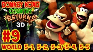 Donkey Kong Country Returns 3D  1080p 100 Part 9  World 51 52 53 54 amp 55 [upl. by Evilc]