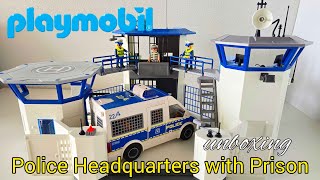 Playmobil Police Headquarters with Prison Unboxing and playing [upl. by Donoho242]