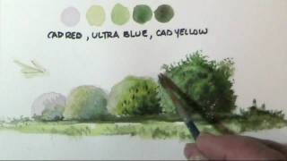 How to paint trees amp bushes in watercolor lessons by Dennis Clark [upl. by Snow]