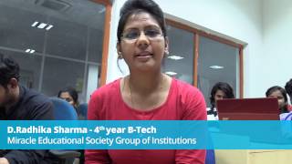 MEANHack’16 Interview  D Radhika Sharma Miracle Educational Society Group of Institutions [upl. by Niawat]