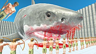 50x ARCHERS vs GIANT AQUATICS  GIANT MEGALODON  GIANT MOSASAURUS 🔥 Animal Revolt Battle Simulator [upl. by Anirehtak]