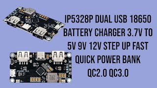 IP5328P Dual USB 18650 Battery Charger 37V to 5V 9V 12V Step Up Fast Quick Power bank QC20 QC30 [upl. by Nosmoht985]