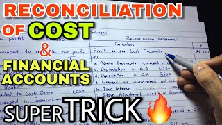 1 Reconciliation of Cost amp Financial Accounts  Problem 1  BCOM  BBA  CMA  By Saheb Academy [upl. by Quirita341]