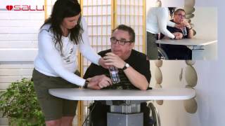 Reahabilitation exercises for a stroke patient using wheelchair with Salli Compact Table [upl. by Wolfie732]