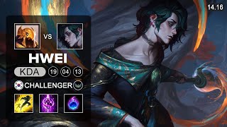 Hwei vs Azir Mid  KR Challenger  Patch 1416 Season 14 [upl. by Eusadnilem]