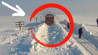 Epic Snow Plow Train vs Deep Snow  Extremely Close Crash  Train Snow Blower in Action [upl. by Sigfried]