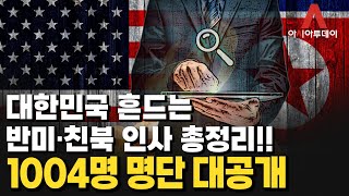 친북 명단 발표 대한민국 흔드는 반미·친북 인사 총정리 1004명 명단 대공개 [upl. by Budding]