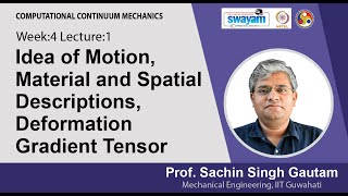 Lec 11 Idea of Motion Material and Spatial Descriptions Deformation Gradient Tensor [upl. by Aihsein]