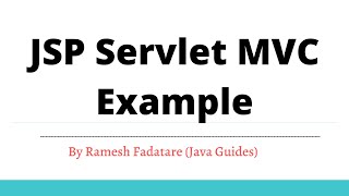 JSP Servlet MVC Example  Java Guides [upl. by Arramat]