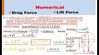 Numerical on Drag and Lift  Part 1  Flow Around a Submerged Bodies  Fluid Mechanics [upl. by Faustine]