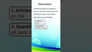 What is a Determiner Definition Examples [upl. by Lithea617]