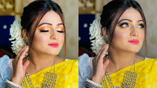 Pohela Falgun long lasting makeup tutorial 2022 yellow and white পহেলা ফাল্গুন মেকআপ লুক২০২২ [upl. by Malloch]