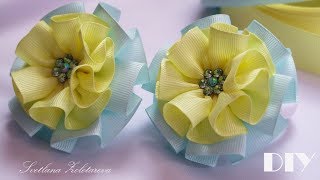 🌺Цветы из репcовых лент 🌺DIY🌺 Grosgrain ribbon flower [upl. by Acinok]