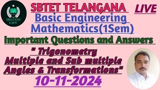 Multiple and Sub multiple angles transformations1 semBasic engineering mathsSRINIVAS MATHS [upl. by Ganley]