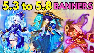 BANNER LEAKS FROM 53 TO 58  WANDERER amp FURINA RERUN525354555657 amp 58GENSHIN IMPACT [upl. by Adnolrehs]