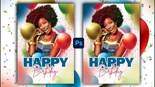 Comment concevoir une affiche danniversaire sur Photoshop [upl. by Billi]