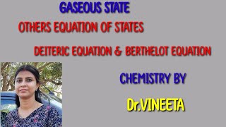 DIETERICI EQUATION ampBERTHELOT EQUATIONSstudychemistry [upl. by Jamima]