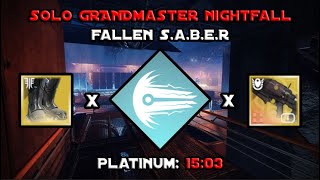 Solo Grandmaster Nightfall  Fallen SABER  Arc Warlock Destiny 2 [upl. by Leuname]