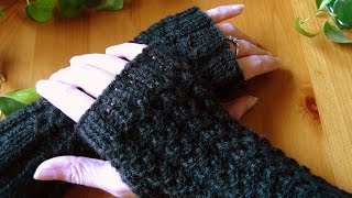 Fingerlose Handschuhstricken [upl. by Sudnac]