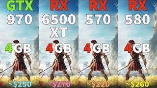 RX 6500 XT 4GB vs RX 580 4GB vs RX 570 4GB vs GTX 970 4GB  Test in 8 Games [upl. by Keynes]