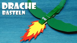 🐉 Drache aus Wäscheklammer selber basteln  clothespin dragon DIY craft 4K [upl. by Raff]