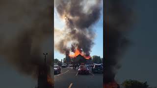 Fire destroys Notre Dame des Sept Allégresses Church in TroisRivières Canada [upl. by Aidni599]