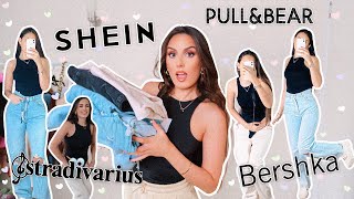 STRAIGHT LEG JEANS TRY ON HAUL  STRADIVARIUS BERSHKA PULL amp BEAR SHEIN ASOS 2021 [upl. by Hanima]