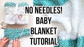 HOW TO FINGER KNIT A BABY BLANKET  No Needles  Anyone can do this project [upl. by Ayatahs]