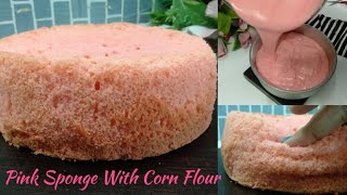 Pink Sponge With Corn flour  pink cake with Corn flour [upl. by Brezin469]