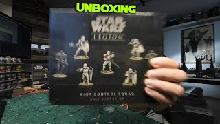 Star Wars Legion Unboxing Imperial Riot Control Squad Expansion [upl. by Enomes909]