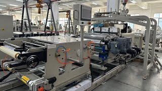 Twin screw extrusion cast film line for UHMWPE Lithium battery diaphragm [upl. by Ecnerret]